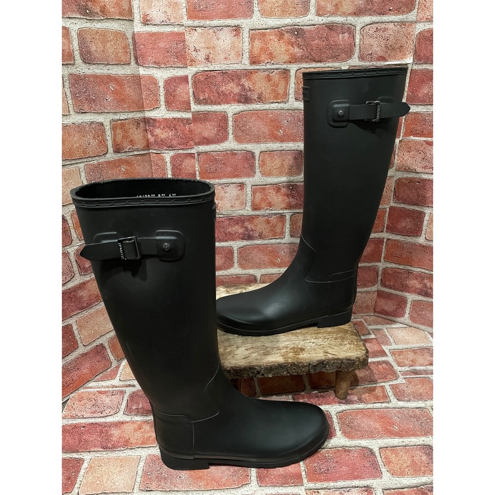 Hunter Original Refined Tall Rain Boots Matte Black WFT1071RMA Womens Size 9